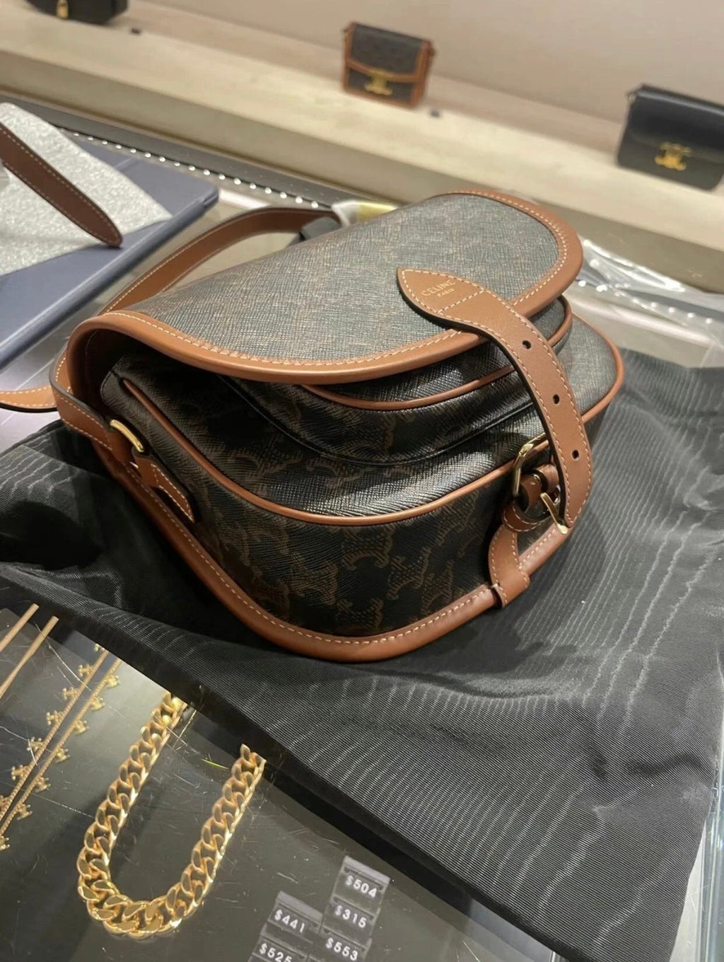 Celine Mini Triomphe Coated Canvas Besace Crossbody Bag
