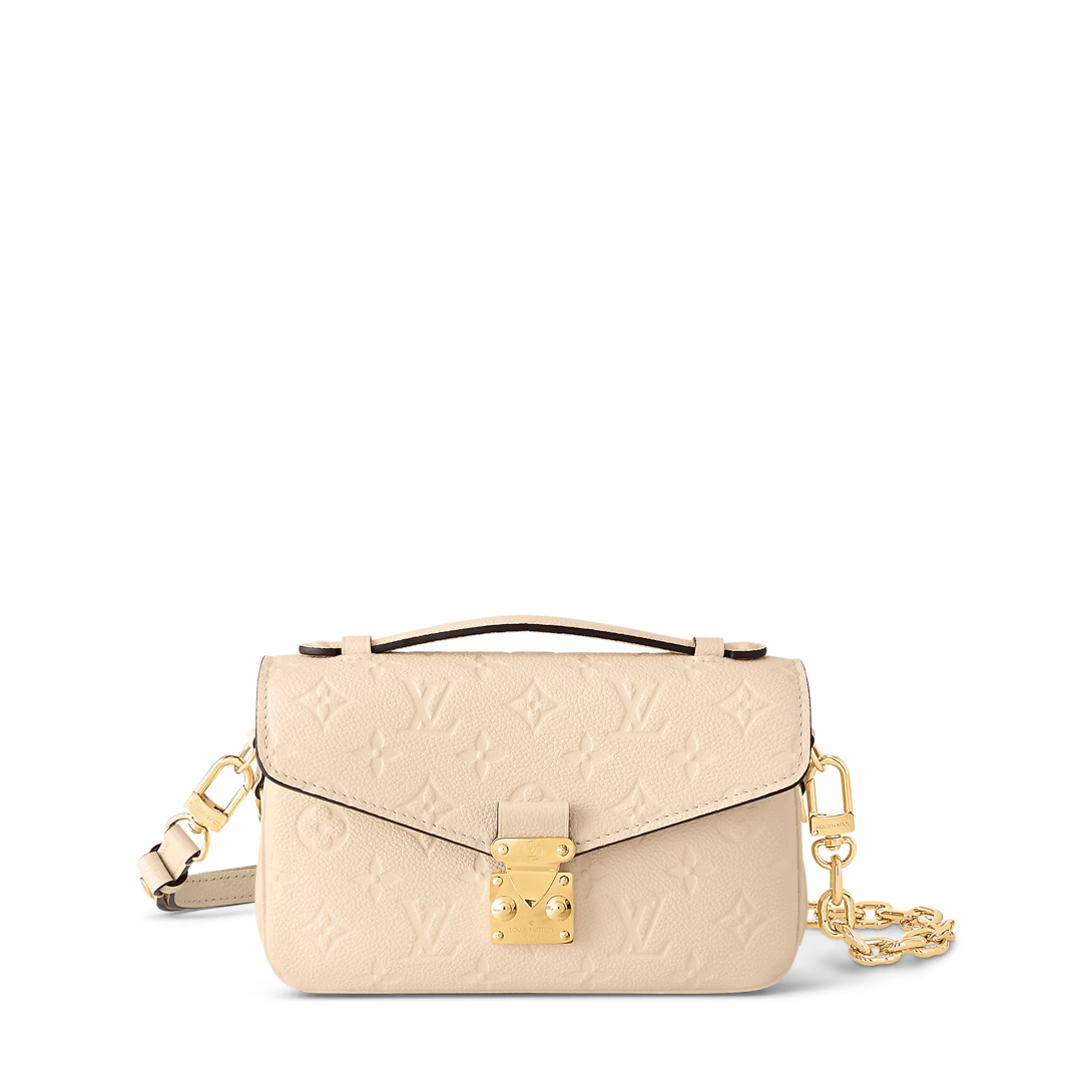 LV Pochette Métis East West Monogram Canvas Handle Crossbody Bag with Chain Strap and Leather Trim (21.5 x 13.5 x 6) cm